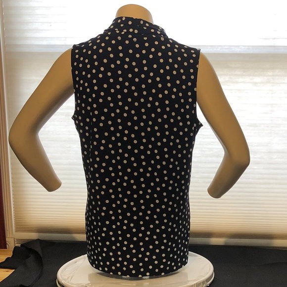 Anne Klein BLACK White Polka Dot Sleeveless Pullover Top NEW NWT - Size M - Picture 3 of 5